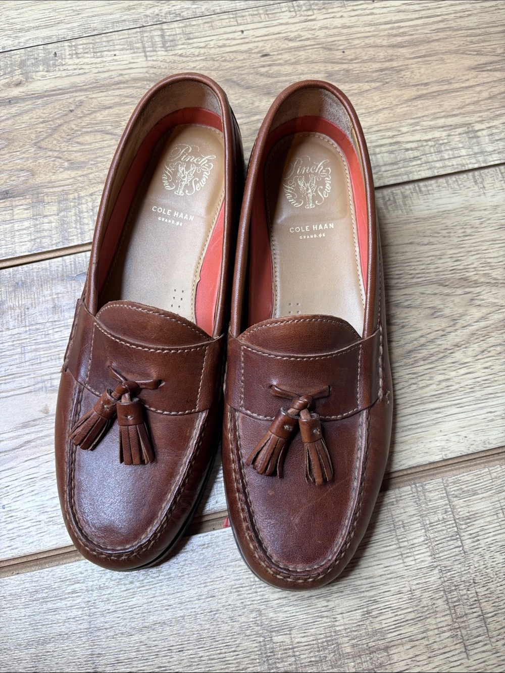 Men’s Cole Haan Pinch Brown Leather Tassel Penny Loafers Size 9
